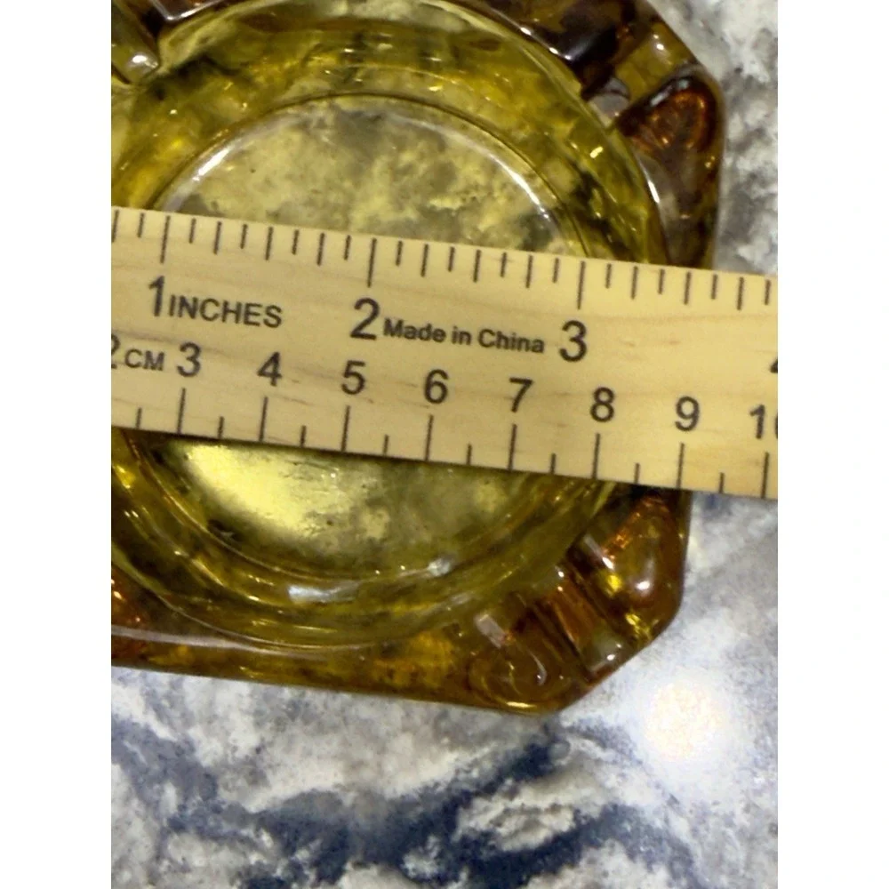 MCM Thick Amber Glass Vintage Restaurant Ashtray 3 5/8